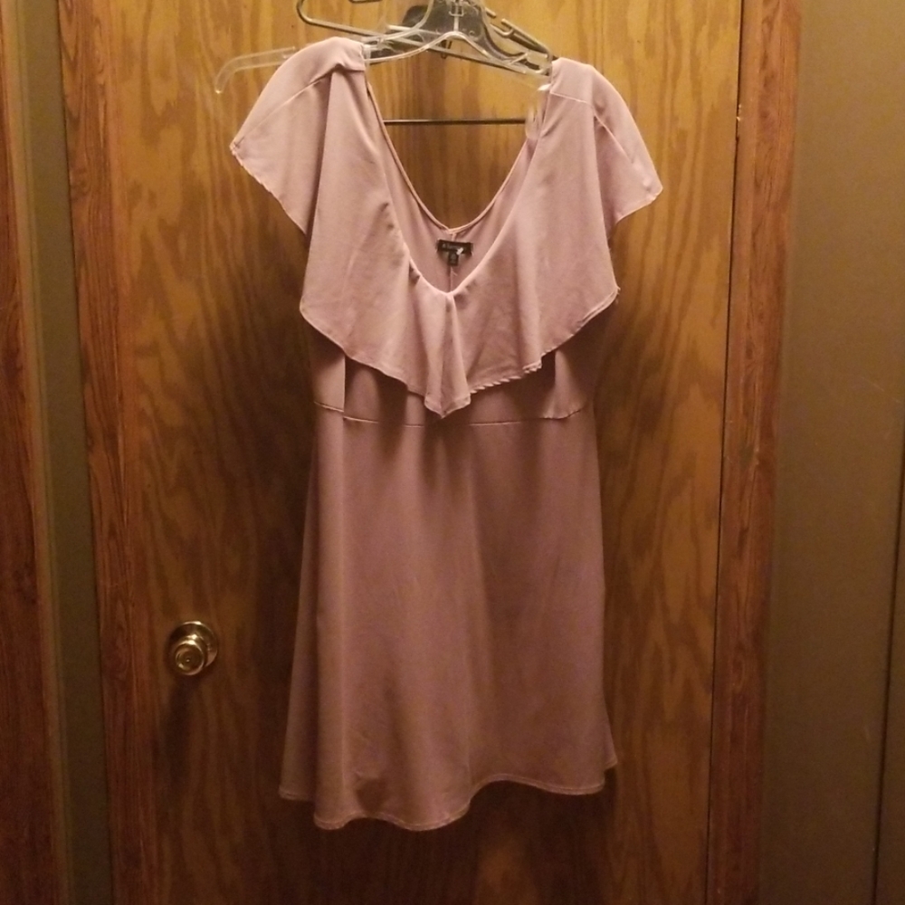 Dusty Rose exposed shoulder dress
